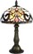 Pink/Amber Fleur-de-lis Genuine Stained Glass Shade & Lamp Base - Perfect for a Living Room, Bedroom, Office, & More